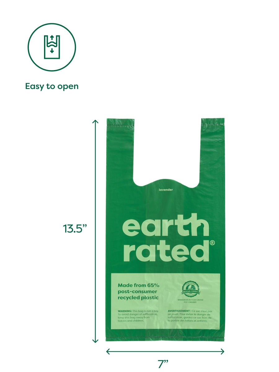 Earth rated sacchetti biodegradabili con manici fragranza lavanda 120 pz  senza rotolo